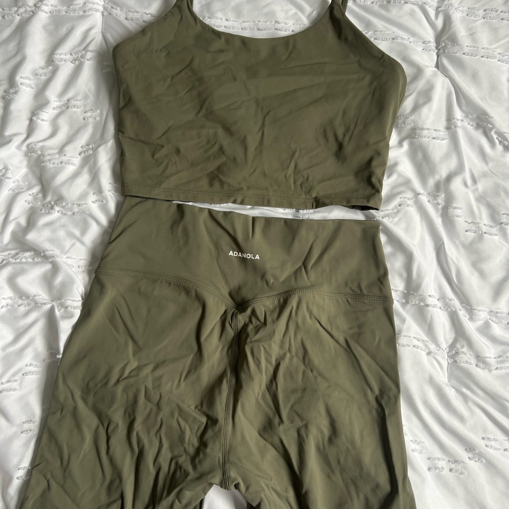 Adanola Olive Green Workout Shorts and Tank